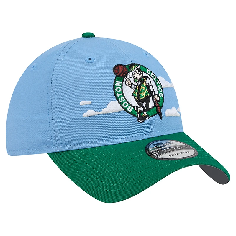 Men's New Era Powder Blue Boston Celtics Clouds 9TWENTY Adjustable Hat