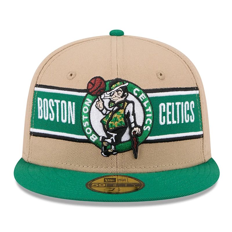 Men's New Era Tan/Kelly Green Boston Celtics 2024 NBA Draft 59FIFTY Fitted Hat