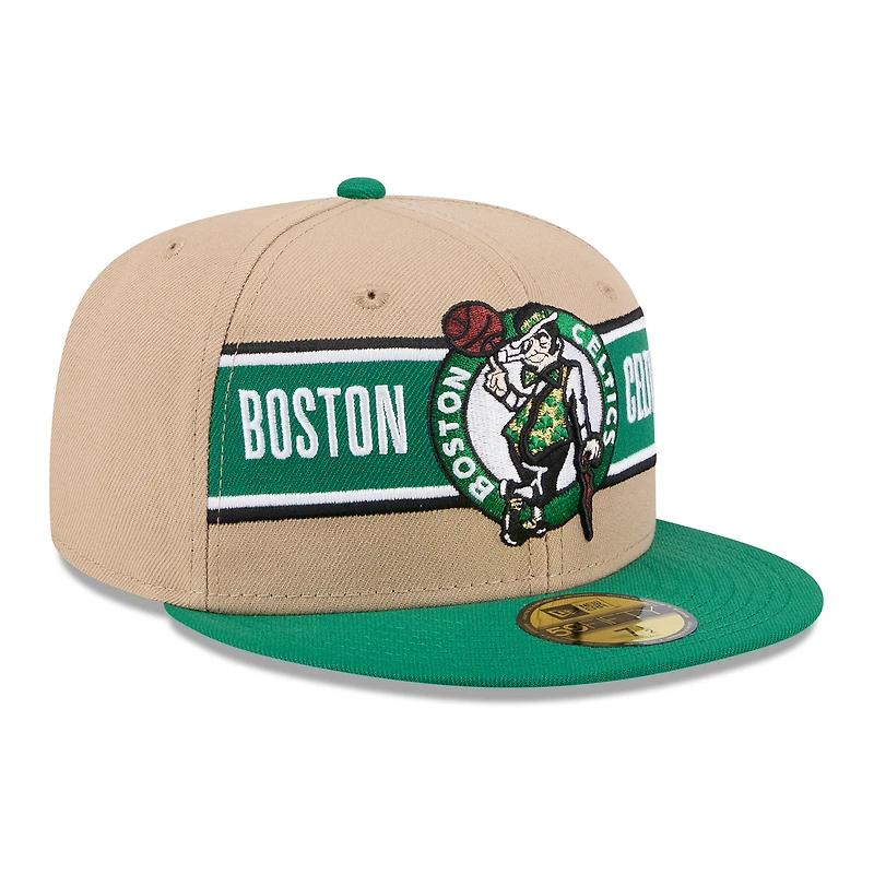 Casquette ajustée New Era pour hommes, beige/vert Kelly, Boston Celtics 2024 NBA Draft 59FIFTY
