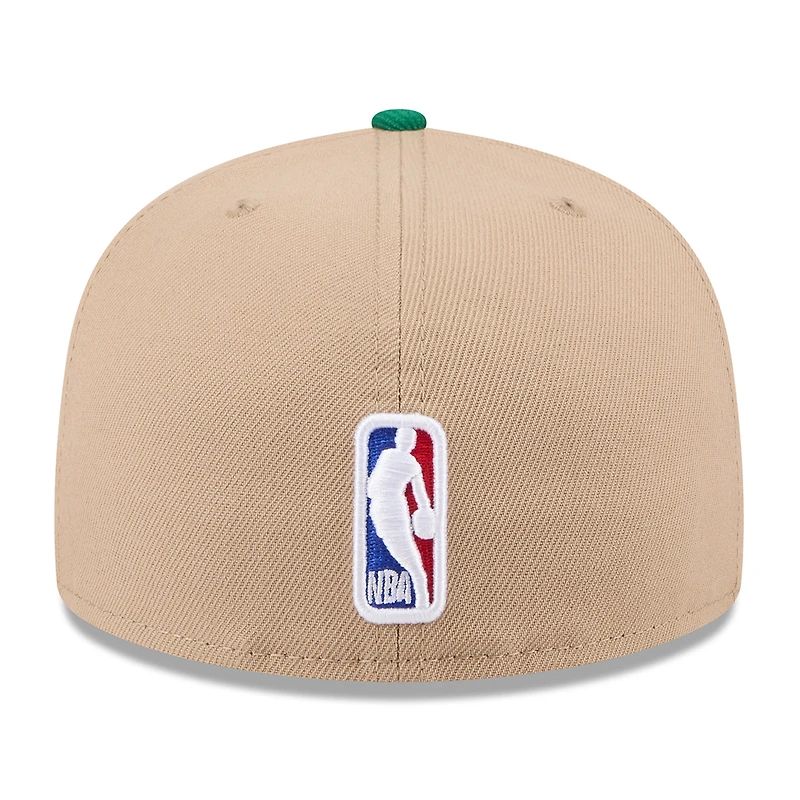 Men's New Era Tan/Kelly Green Boston Celtics 2024 NBA Draft 59FIFTY Fitted Hat