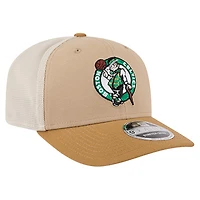 Men's New Era Tan/Light Brown Boston Celtics Two-Tone 9SEVENTY Adjustable Trucker Hat