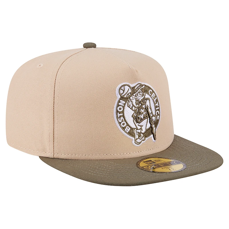 Men's New Era  Tan Boston Celtics Color Pack Two-Tone 59FIFTY A-Frame Fitted Hat
