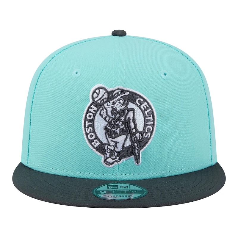 Men's New Era Turquoise/Charcoal Boston Celtics Color Pack Two-Tone 9FIFTY Snapback Hat