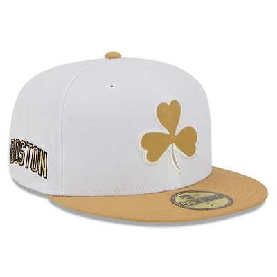 Men's New Era White/Gold Boston Celtics 2025/26 City Edition 59FIFTY Fitted Hat