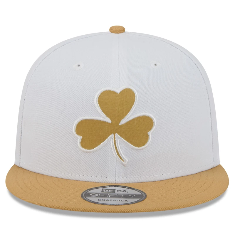 Casquette snapback New Era blanche et or Boston Celtics 2025/26 City Edition 9FIFTY pour homme