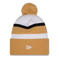 Bonnet à revers New Era blanc et or Boston Celtics 2025/26 City Edition pour homme, avec pompon