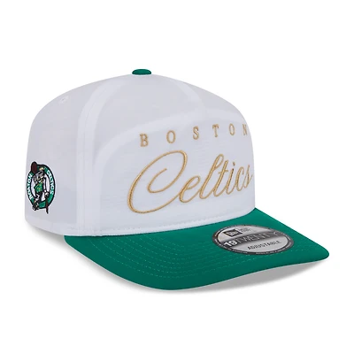 Casquette ajustable New Era 19TWENTY en nylon blanc/vert Kelly pour homme, Boston Celtics, draft NBA 2025, On-Stage