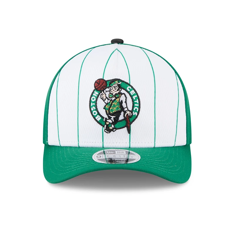 Casquette ajustable New Era blanche/verte Kelly Boston Celtics 2025 NBA Tip Off M-Crown A-Frame 9FORTY pour homme