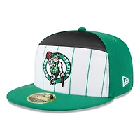 Casquette ajustée New Era 59FIFTY blanche/verte Kelly pour homme, Boston Celtics, NBA 2025 Tip Off Split Panel