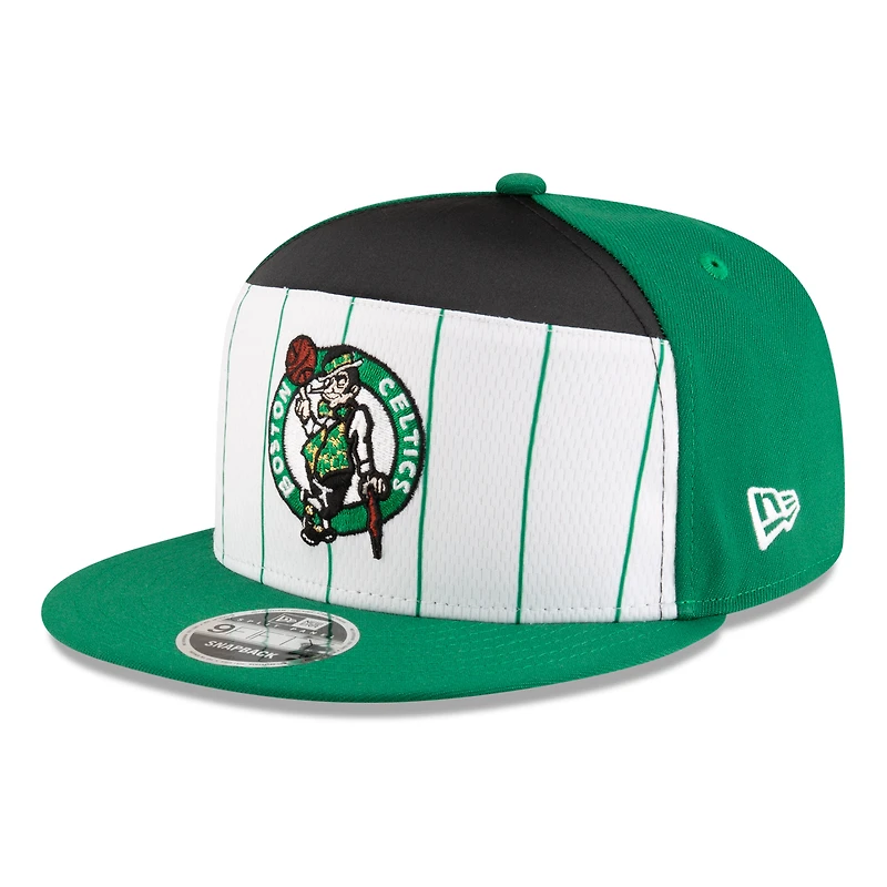 Casquette New Era blanche/verte Kelly Boston Celtics 2025 NBA Tip Off Split Panel 9FIFTY Snapback pour homme