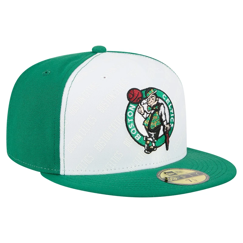 Casquette ajustée New Era 59Fifty blanche/verte Kelly pour homme des Boston Celtics