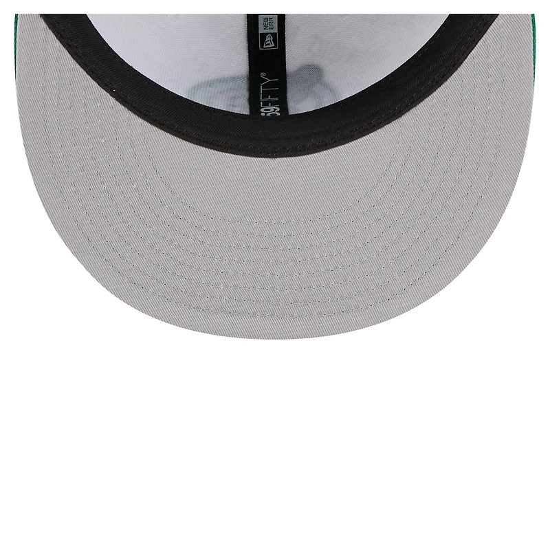 Casquette ajustée New Era 59Fifty blanche/verte Kelly pour homme des Boston Celtics