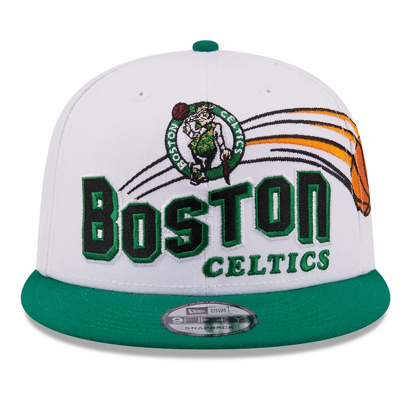 Men's New Era White/Kelly Green Boston Celtics Retro Swoop 9FIFTY Snapback Hat