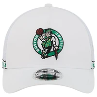 Men's New Era  White Boston Celtics Featherweight Team Tape 9FORTY M-Crown A-Frame Adjustable Hat