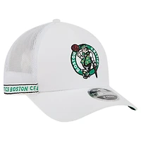 Men's New Era  White Boston Celtics Featherweight Team Tape 9FORTY M-Crown A-Frame Adjustable Hat