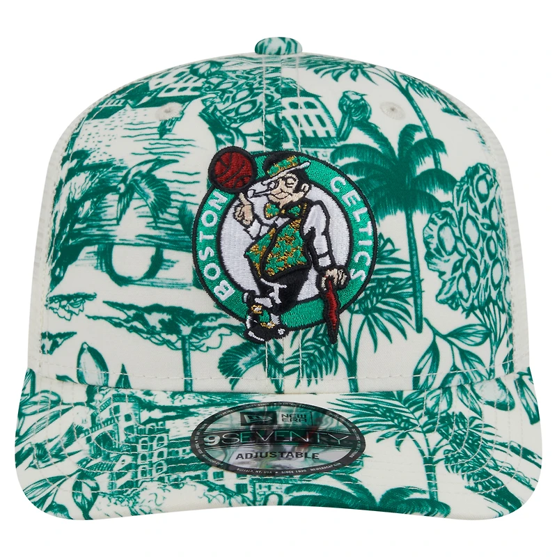 Men's New Era White Boston Celtics Lemon Tree 9SEVENTY Adjustable Hat