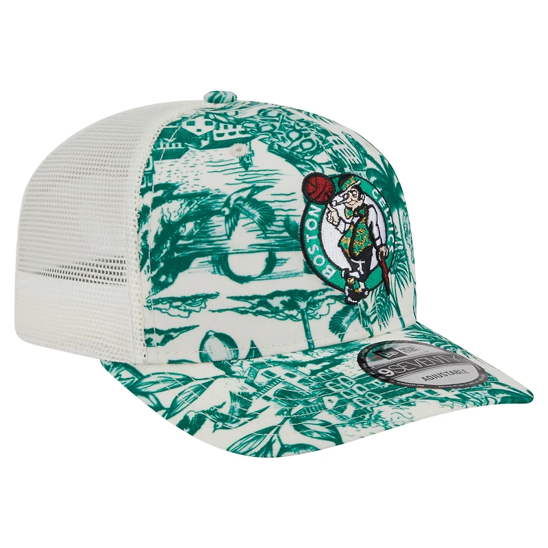 Men's New Era White Boston Celtics Lemon Tree 9SEVENTY Adjustable Hat