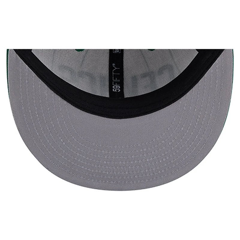 Casquette ajustée New Era 59FIFTY blanche à rayures fines avec logo Boston Celtics pour homme