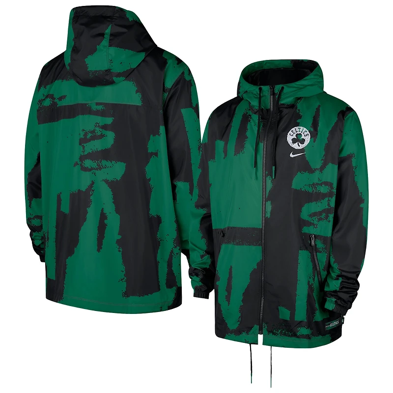 Men's Nike Black/Kelly Green Boston Celtics Courtside Club Premium Woven Full-Zip Hooded Jacket