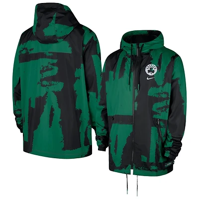 Men's Nike  Black/Kelly Green Boston Celtics Courtside Club Premium Woven Full-Zip Hooded Jacket