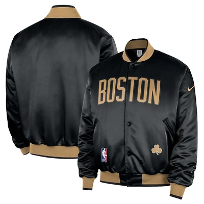 Men's Nike  Black Boston Celtics 2025/26 City Edition Remix Courtside Full-Snap Bomber Jacket