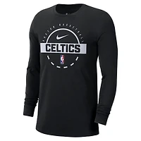 T-shirt d'entraînement à manches longues Nike noir authentique des Boston Celtics pour homme