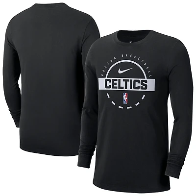 T-shirt d'entraînement à manches longues Nike noir authentique des Boston Celtics pour homme