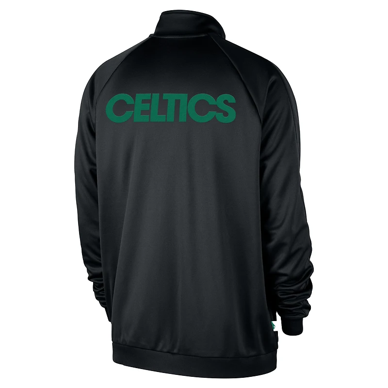 Men's Nike Black Boston Celtics Courtside Pique Club Full-Zip Track Jacket