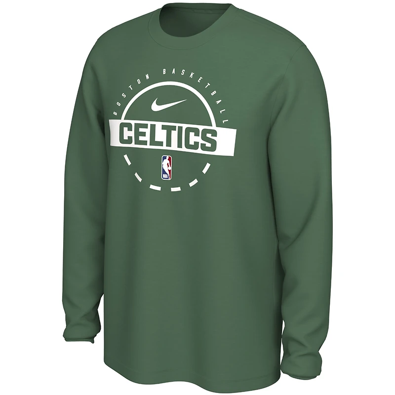 T-shirt d'entraînement à manches longues Nike Kelly Green authentique des Boston Celtics pour homme