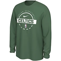 T-shirt d'entraînement à manches longues Nike Kelly Green authentique des Boston Celtics pour homme