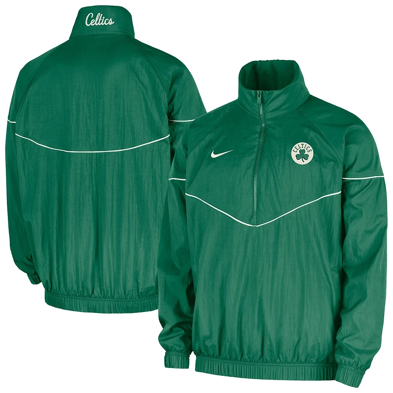 Men's Nike  Kelly Green Boston Celtics Courtside Windrunner Woven Half-Zip Hooded Jacket