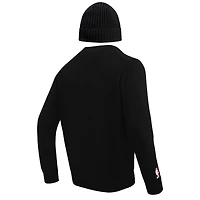 Coffret cadeau pull à col rond et chapeau en tricot revers Pro Standard noir Boston Celtics pour hommes