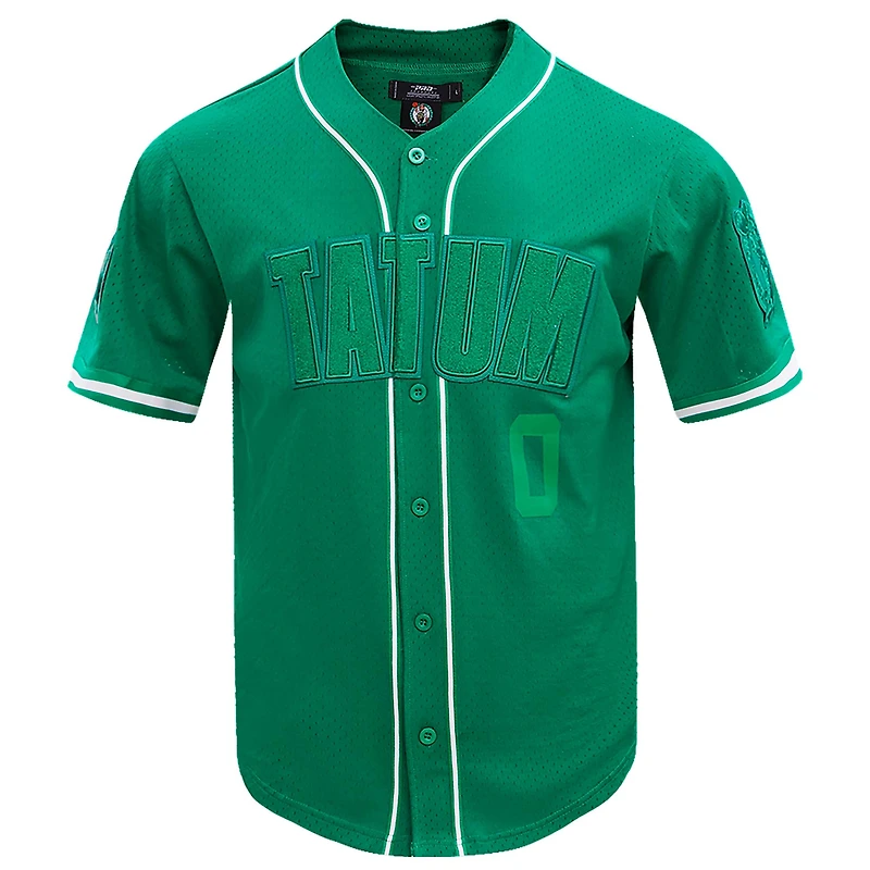 Men's Pro Standard Jayson Tatum Kelly Green Boston Celtics Triple Tonal Mesh Button-Up Top