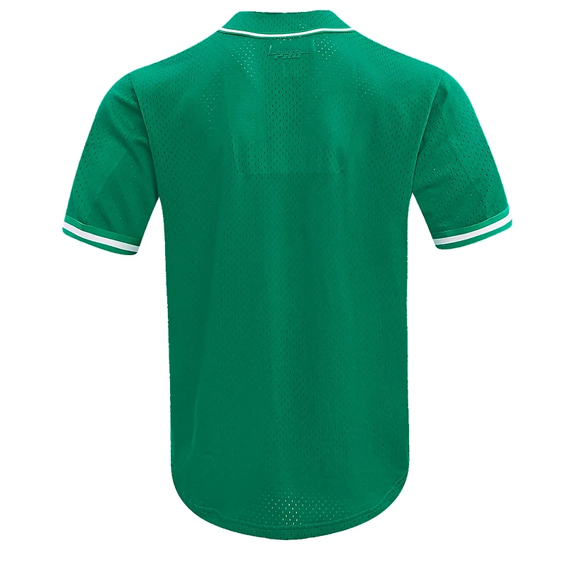 Men's Pro Standard Jayson Tatum Kelly Green Boston Celtics Triple Tonal Mesh Button-Up Top