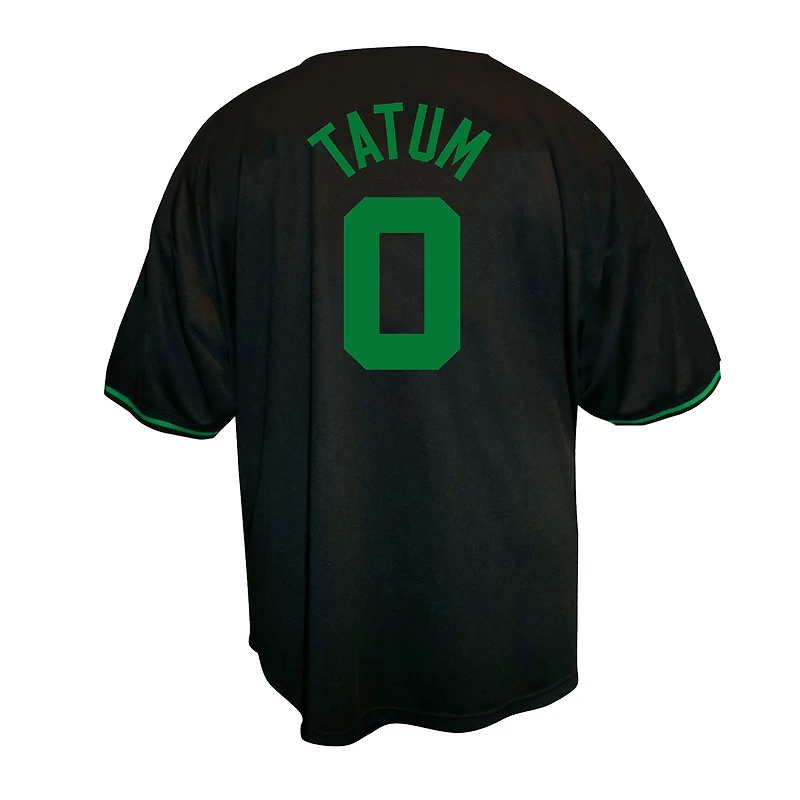 Men's Profile Jayson Tatum Black Boston Celtics Big & Tall Name Number Button-Up Jersey