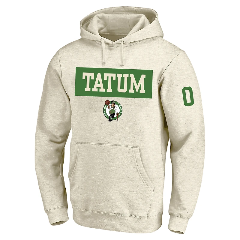 Men's Profile Jayson Tatum Cream Boston Celtics Big & Tall Player Double Face Tri-Blend Pullover Hoodie