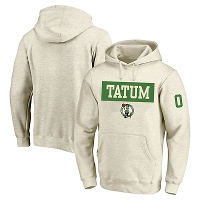Sweat à capuche double face Tri-Blend pour homme avec profil Jayson Tatum, crème, Boston Celtics, grand et joueur