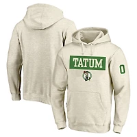 Sweat à capuche double face Tri-Blend pour homme avec profil Jayson Tatum, crème, Boston Celtics, grand et joueur