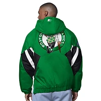 Men's Starter  Green Boston Celtics The Line Up Oxford Crinkle Half-Zip Hooded Jacket