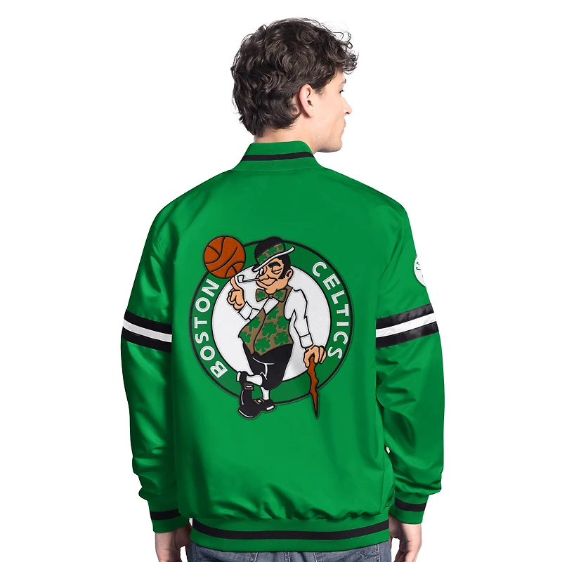 Men's Starter Kelly Green/Black Boston Celtics Scout Full Snap Varsity Jacket