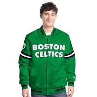 Men's Starter Kelly Green/Black Boston Celtics Scout Full Snap Varsity Jacket