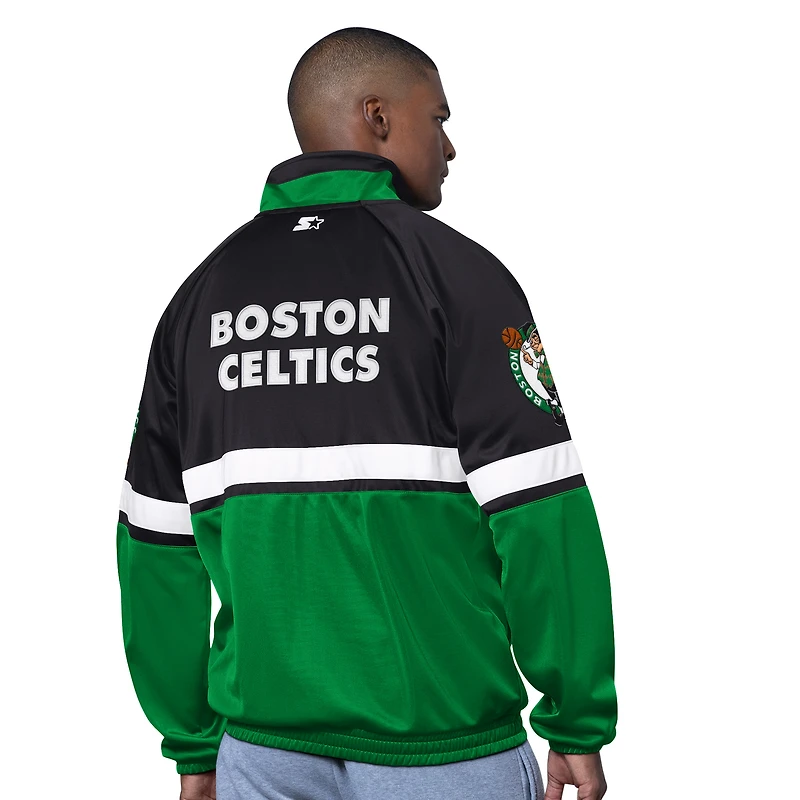 Men's Starter Kelly Green/White Boston Celtics The Veteran Tricot Track Raglan Full-Zip Jacket