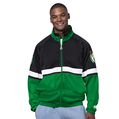 Men's Starter Kelly Green/White Boston Celtics The Veteran Tricot Track Raglan Full-Zip Jacket