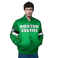Men's Starter Kelly Green Boston Celtics Triple Option Varsity Full-Snap Satin Jacket