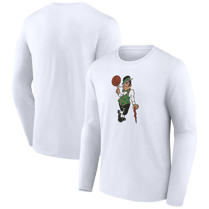 T-shirt à manches longues blanc pour homme avec logo alternatif des Boston Celtics
