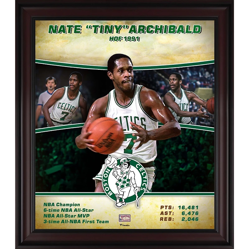Nate "Tiny" Archibald Boston Celtics Framed 15" x 17" Hardwood Classics Player Collage