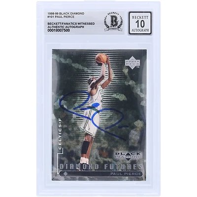 Paul Pierce Boston Celtics autographié 1998-99 Upper Deck Black Diamond #101 Beckett Fanatics Witnessed Authenticated 10 Rookie Card