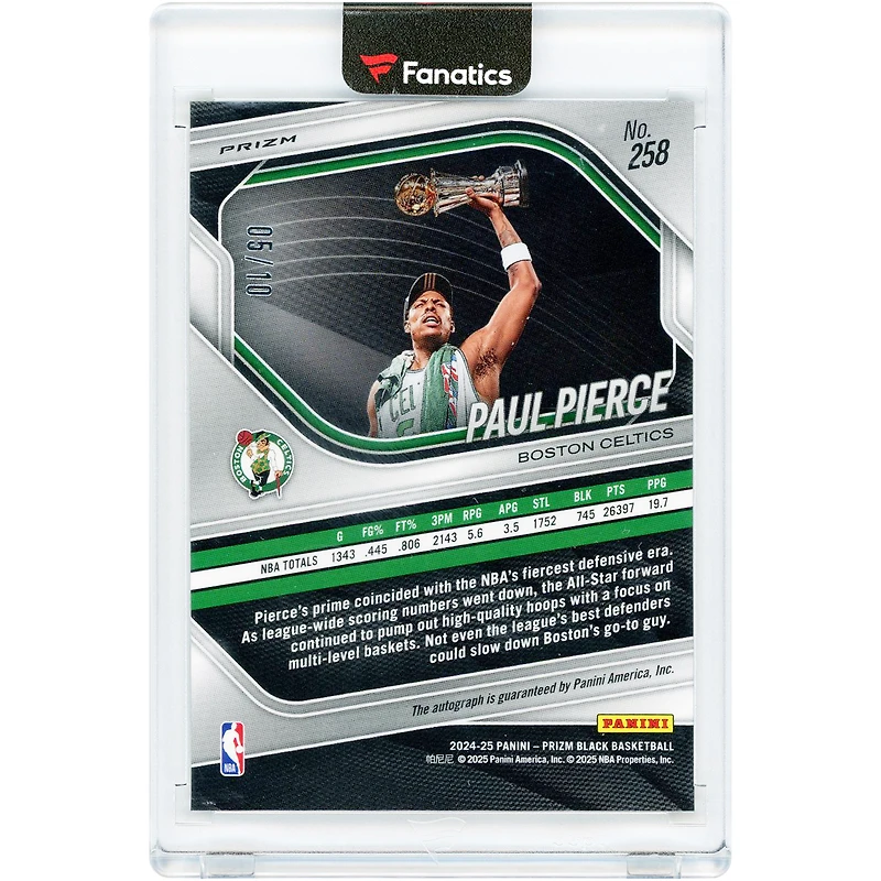 Paul Pierce Boston Celtics Autographed 2024-25 Panini Prizm Black Gold Shimmer Prizm #258 #5/10 Card