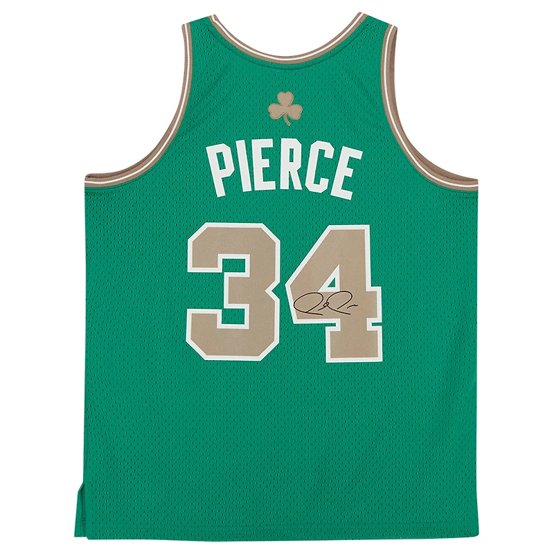 Maillot réplique Mitchell & Ness vert et or autographié de Paul Pierce, Boston Celtics, saison 2007-2008