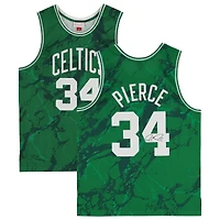 Maillot Swingman autographié par Paul Pierce Boston Celtics Mitchell & Ness Kelly Green 2007-08 Marble